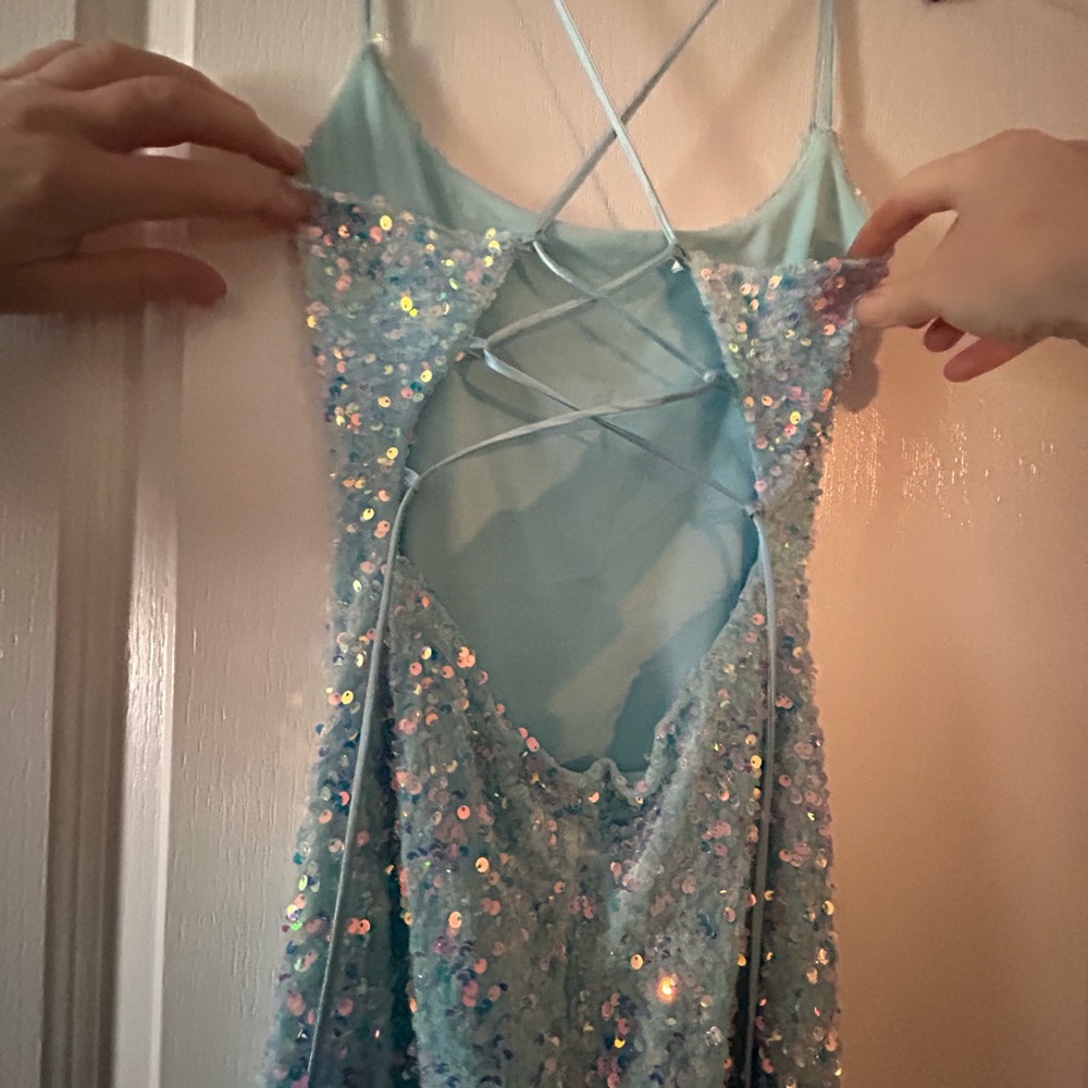 Sparkling Blue Sequin Dress - Picture 1 of 4
